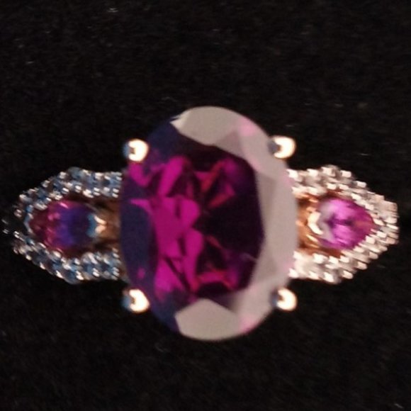 genuine grape garnets & pink sapphires, solid 10k rose gold, size 5.5 - Picture 6 of 12